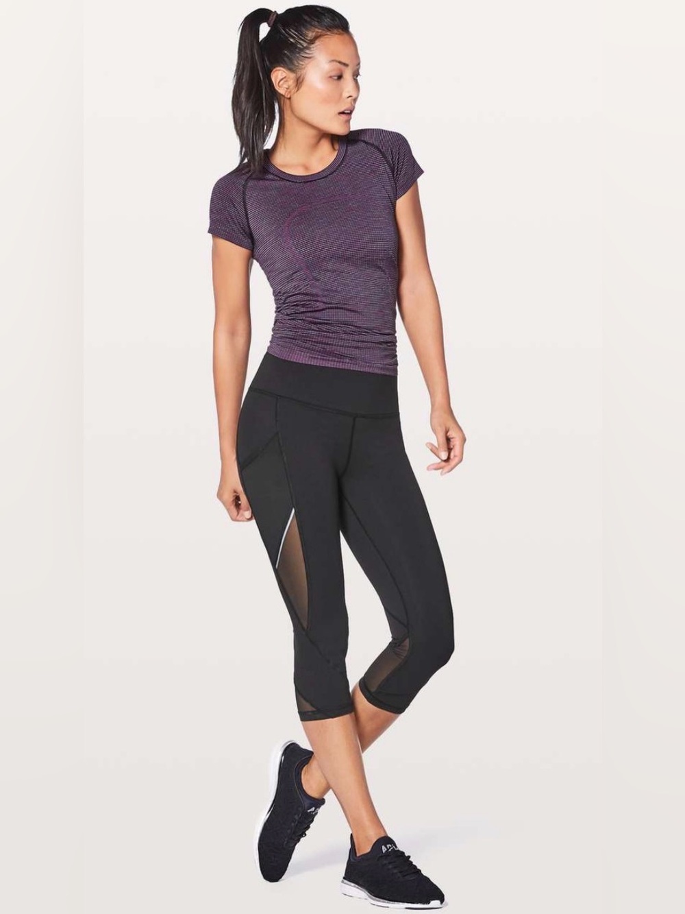 Lululemon Fast As Light Crop 19" Black Mesh Leggings Size 4